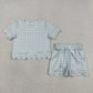 Sibling Baby Girls Kids Short Sleeves Plaid Shirts Scallop Shorts Sets Summer Clothes RTS