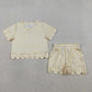 Sibling Baby Girls Kids Short Sleeves Plaid Tops Scallop Shorts Outfits Summer Clothes RTS