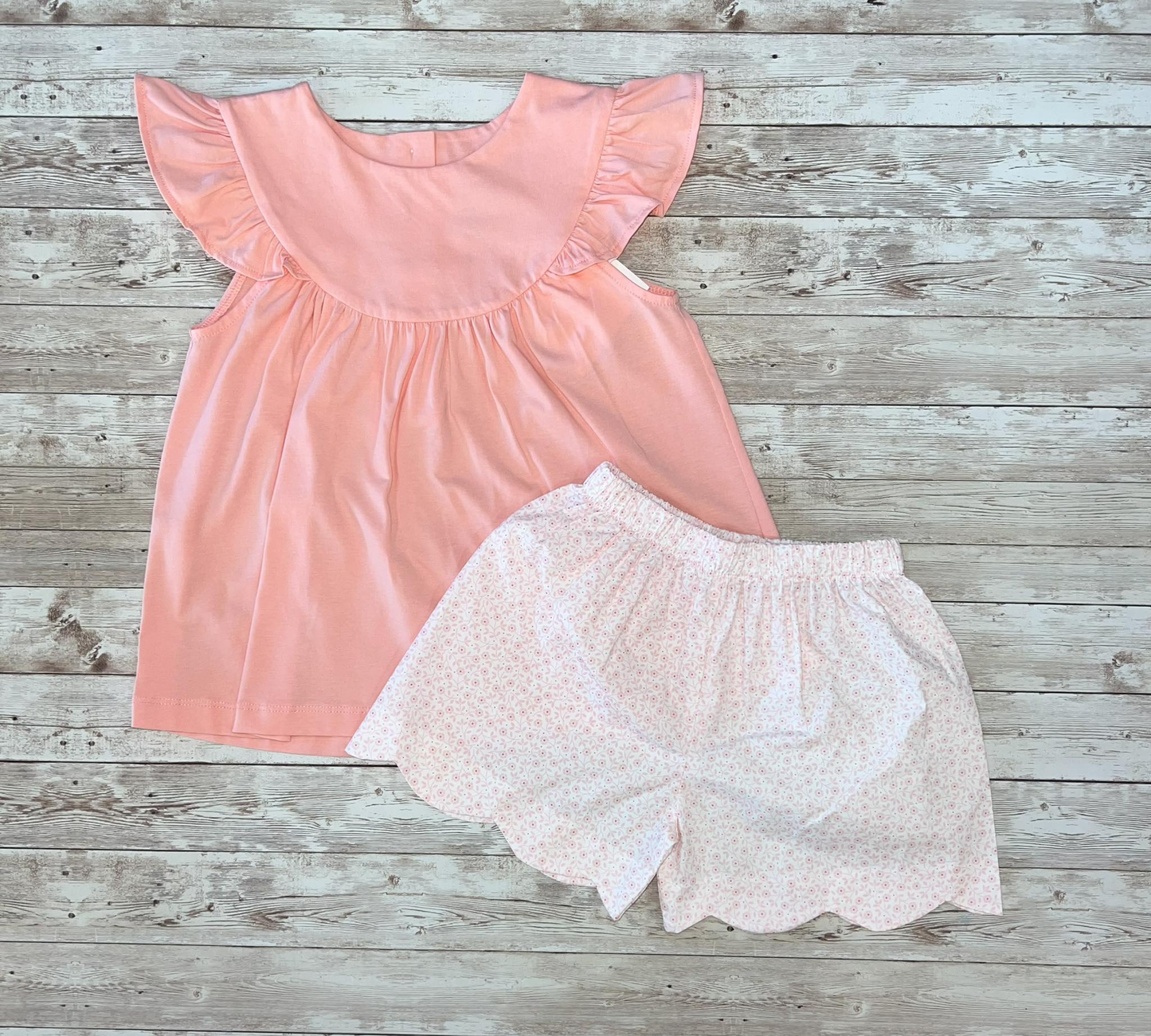 ( Moq 5 ) Preorder Baby Girls Short Sleeves Pink Tops Floral Shorts Summer Clothes Set