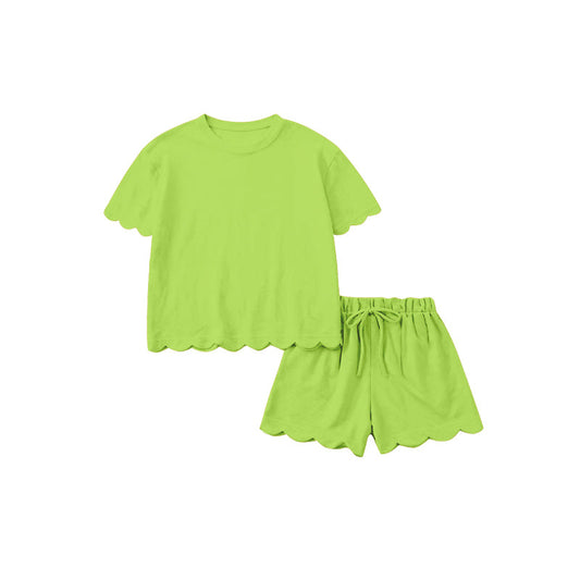 ( Moq 5 ) Preorder Adult Women Green Short Sleeves Shirt Shorts Pajamas Clothes Set
