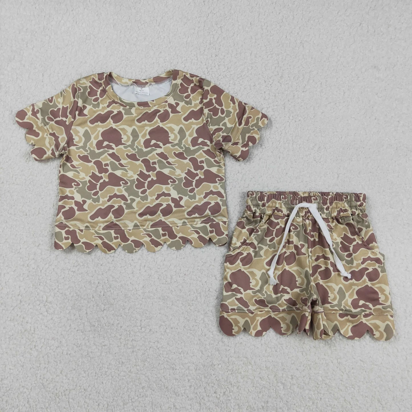 Sibling Baby Girls Kids Short Sleeves Shirts Scallop Shorts Sets Summer Clothes RTS