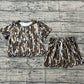 Baby Girls Short Sleeves Scallop Shirt Camo Shorts Summer Clothes Set RTS