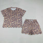 Sibling Adult Women Short Sleeves Camo Shirts Pockets Scallop Shorts Sets Clothes RTS