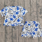 Baby Girls Kids Short Sleeves UK Bows Team Shirt Scallop Shorts Summer Set RTS