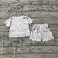 Baby Girls Toddler Short Sleeves Purple Flower Shirt Shorts Summer Set RTS