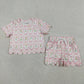 Sibling Baby Girls Kids Short Sleeves Flower Scallop Shirts Shorts Summer Sets Clothes RTS
