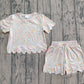 Baby Girls Kids Short Sleeves Floral Shirt Scallop Shorts Summer Set RTS