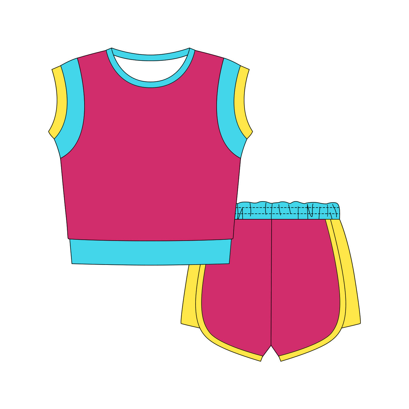 ( Moq 5 ) Preorder Baby Girls Kids Sleeveless Tops Shorts Summer Hot Pink Clothes Set