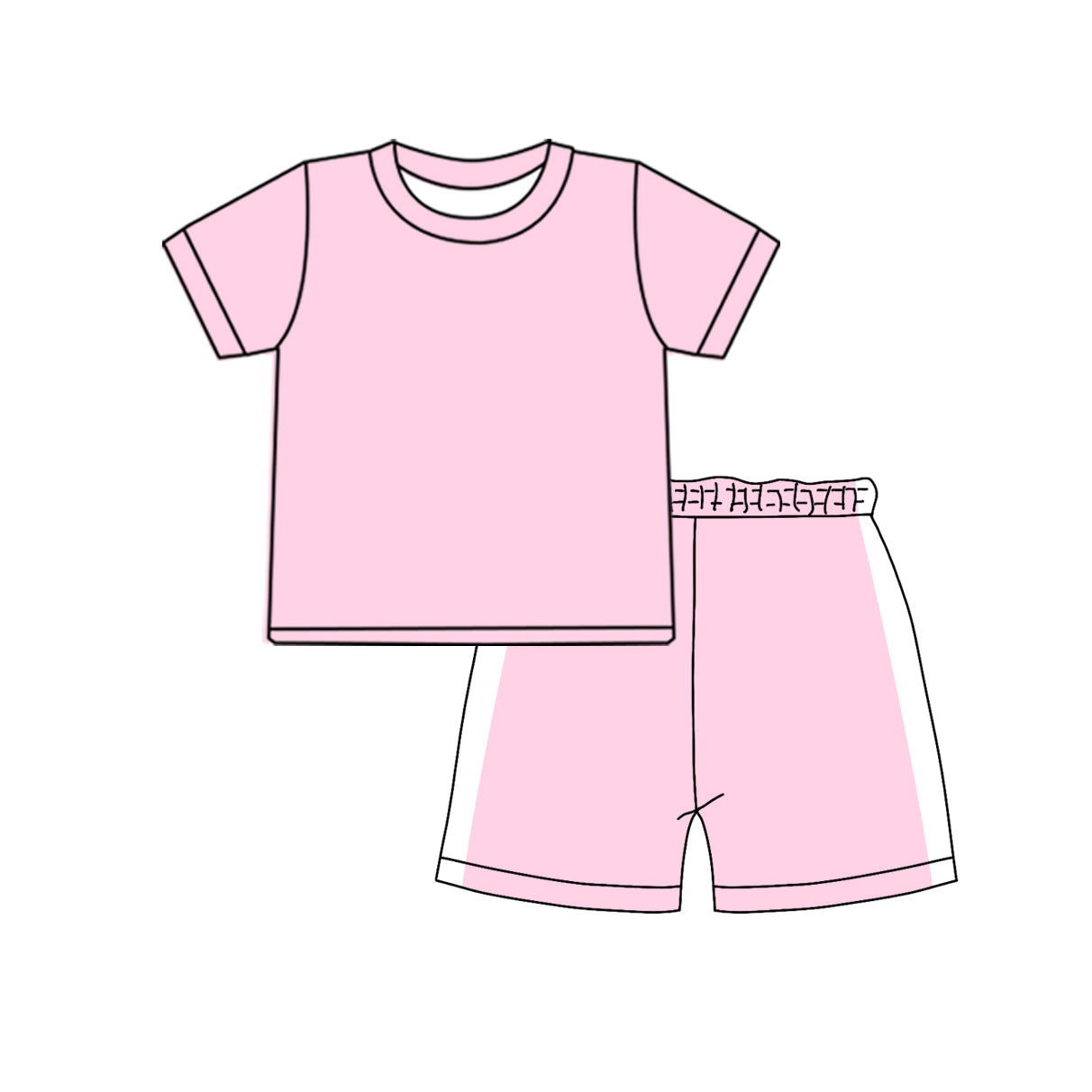 ( Moq 5 ) Preorder Baby Girls Kids Pink Short Sleeves Shirt Shorts Summer Clothes Outfit