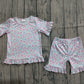 Baby Girls Kids Short Sleeves Bows Flower Shirt Shorts Summer Clothes Set RTS