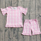 Baby Girls Short Sleeves Pink Bows Stripes Shirt Shorts Summer Clothes Set RTS