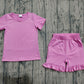 Baby Girls Short Sleeves Pink Tops Ruffle Shorts Summer Clothes Set RTS