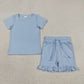 Sibling Baby Girls Short Sleeves Cottons Shirts Tops Ruffle Shorts Summer Clothes Sets RTS