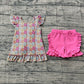 Baby Girls Kids Short Sleeves Flower Tunic Pink Ruffle Shorts Summer Set RTS