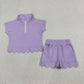 Sibling Baby Girls Kids Short Sleeves Zipper Shirts Scallop Shorts Cotton Sets Clothes RTS