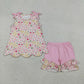 Sibling Baby Girls Kids Bows Sleeveless Flower Scallop Tops Ruffle Shorts Sets Clothes RTS