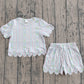 Baby Girls Kids Short Sleeves Flower Shirt Scallop Scallop Shorts Summer Set RTS