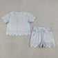 Sibling Baby Girls Kids Short Sleeves Flower Scallop Shirts Shorts Summer Sets Clothes RTS