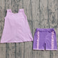 Baby Girls Kids Sleeveless Purple Bows Tops Ruffle Shorts Set Clothes RTS