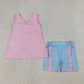 Sibling Baby Girls Kids Back Bows Tops Ruffle Shorts Summer Sets Cotton Clothes RTS
