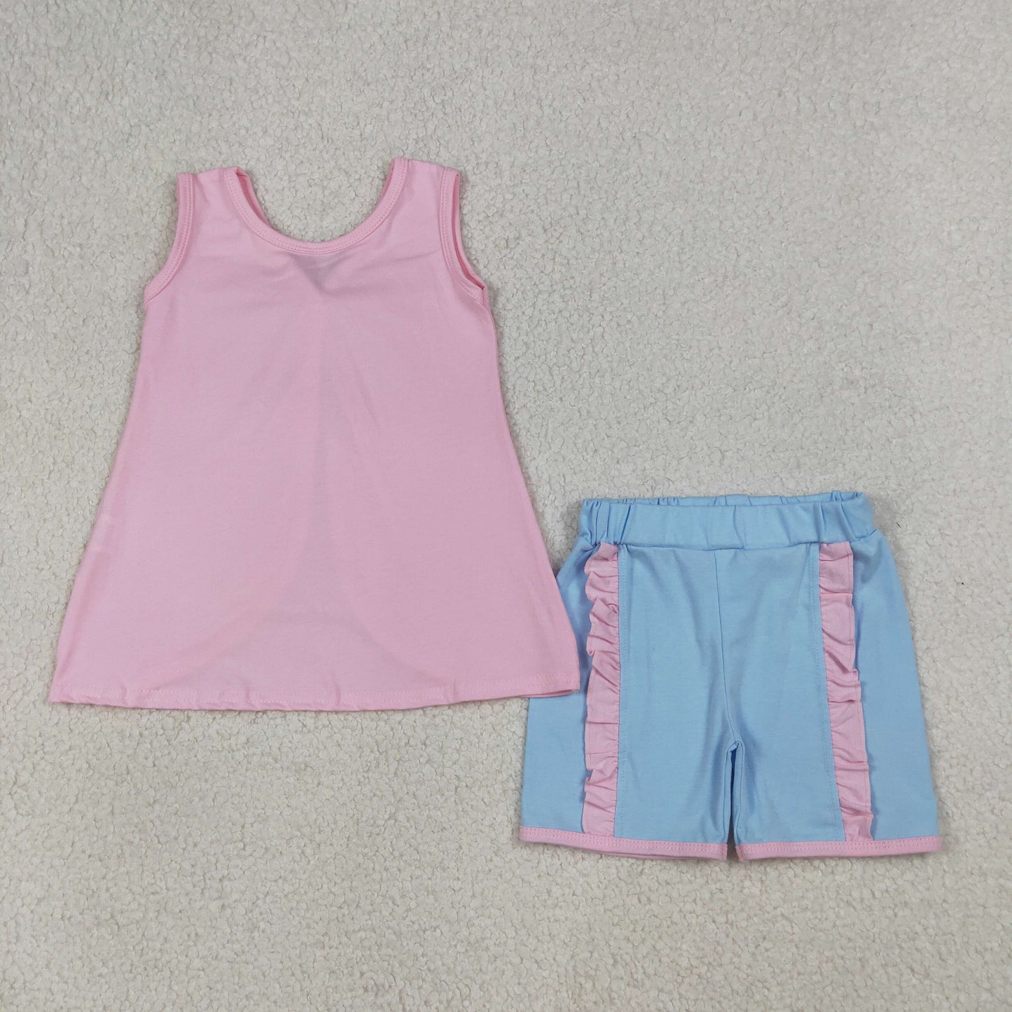 Sibling Baby Girls Kids Back Bows Tops Ruffle Shorts Summer Sets Cotton Clothes RTS