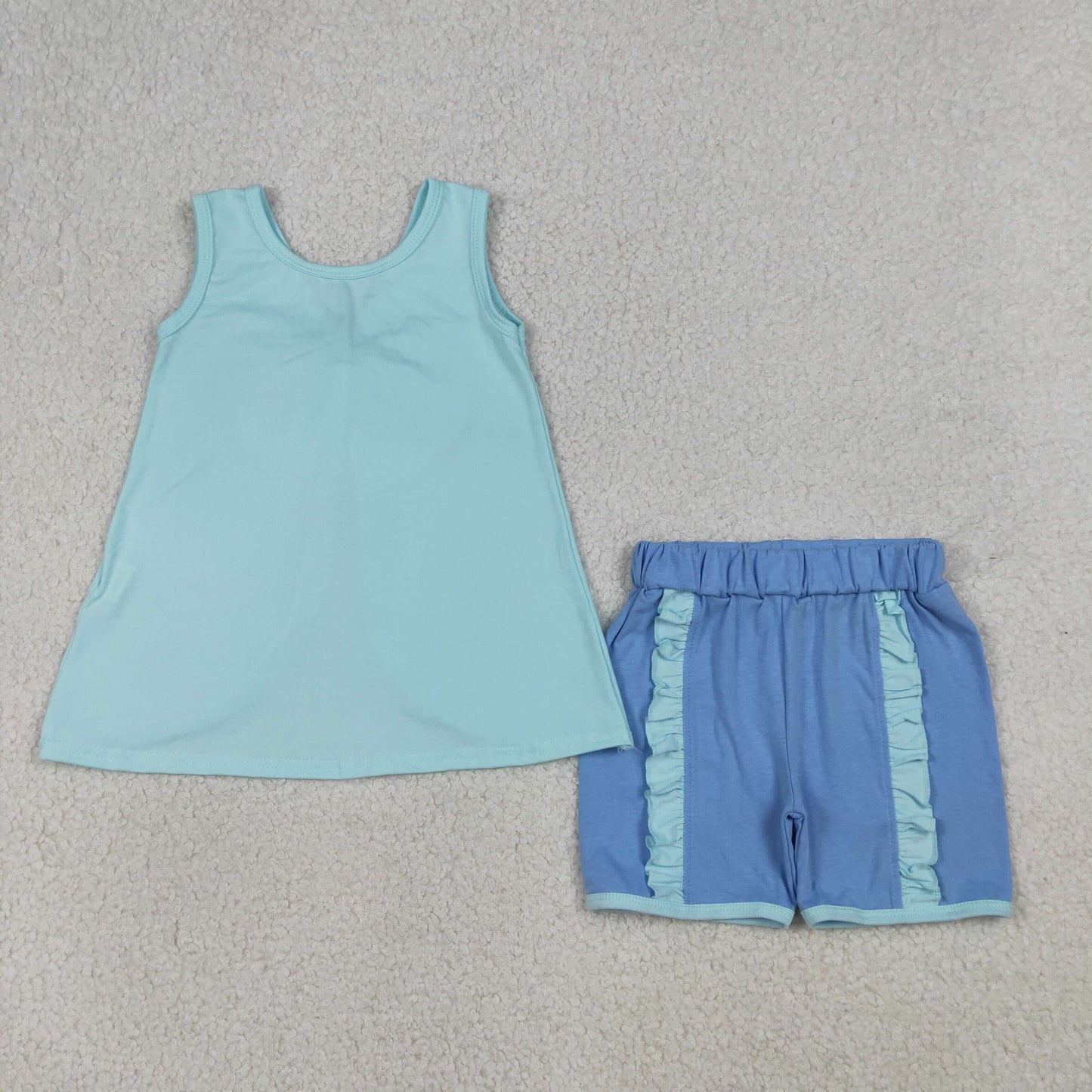 Sibling Baby Girls Kids Back Bows Tops Ruffle Shorts Summer Sets Cotton Clothes RTS