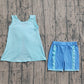 Baby Girls Kids Sleeveless Blue Bows Tops Ruffle Shorts Set Clothes RTS