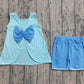 Baby Girls Kids Sleeveless Blue Bows Tops Ruffle Shorts Set Clothes RTS