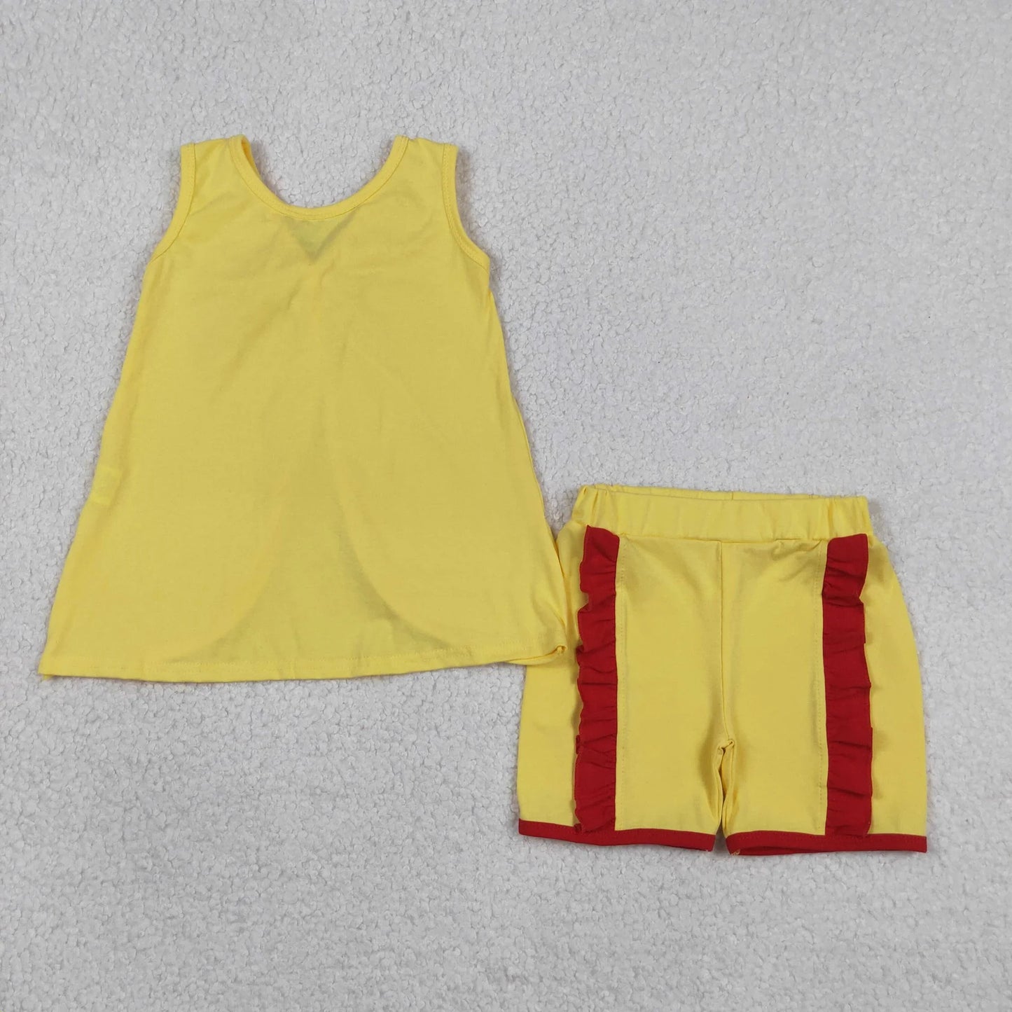 Sibling Baby Girls Kids Back Bows Tops Ruffle Shorts Summer Sets Cotton Clothes RTS