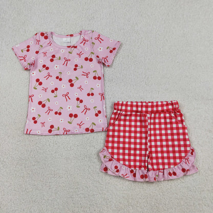 Sibling Baby Girls Kids Short Sleeves Flower Bows Tigers Shirts Ruffle Shorts Sets Summer Clothes RTS