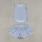 Sibling Baby Girls Kids Sleeveless Plaid Tops Shorts Sets Yoga Active Summer Clothes RTS