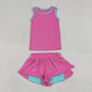 Sibling Baby Girls Kids Sleeveless Shirts Ruffle Shorts Yoga Active Sets Summer Clothes RTS