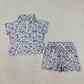 Sibling Baby Girls Kids Short Sleeves Zipper Shirts Scallop Shorts Sets Clothes RTS
