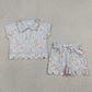 Sibling Baby Girls Kids Short Sleeves Zipper Shirts Scallop Shorts Sets Clothes RTS
