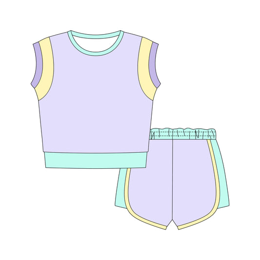 ( Moq 5 )  Preorder Baby Girls Kids Short Sleeves Shirt Shorts Set Summer Cotton Clothes