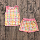 Baby Girl Kids Pink Bows Sleeveless Plaid Tops Shorts Set Summer Clothes RTS