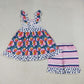 Baby Girls Kids Short Sleeves Flower Pockets Tunic Ruffle Stripes Shorts Set Clothes RTS