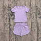 Baby Girls Kids Short Sleeves Lavender Shirt Skirt Shorts Yoga Active Set Clothes RTS