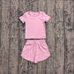 Baby Girls Kids Short Sleeves Pink Shirt Skirt Shorts Yoga Active Set Clothes RTS