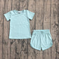 Baby Girls Kids Short Sleeves Light Blue Shirt Skirt Shorts Yoga Active Set Clothes RTS