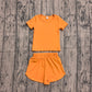 Baby Girls Kids Short Sleeves Orange Shirt Skirt Shorts Yoga Active Set Clothes RTS
