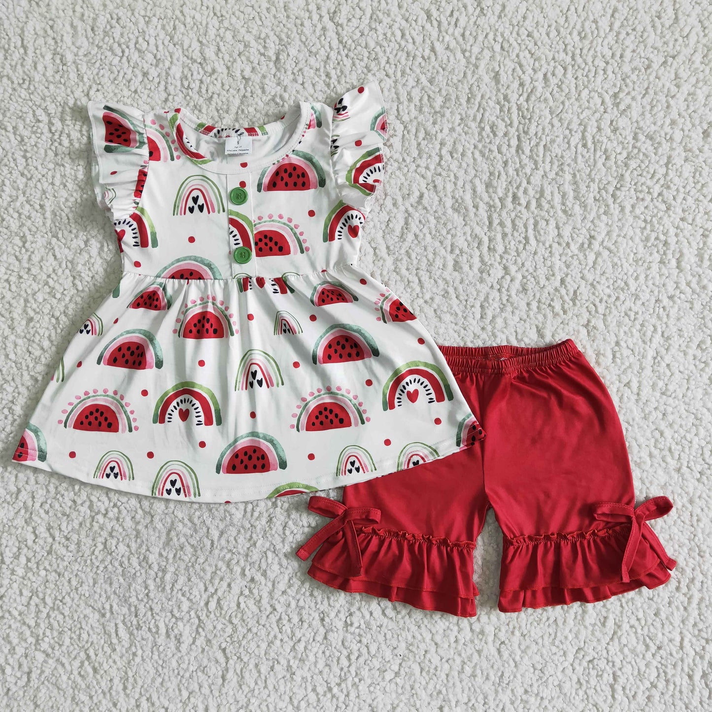 promotion baby girl watermelon tops red shorts set