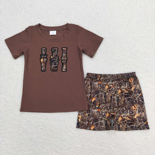 Baby Boy Brown Cotton Shirt Camo Shorts Summer Hunting Set