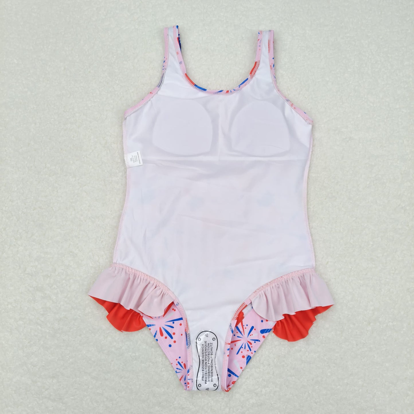 Baby Girl Sleeveless Popsicle Pink July 4th One Piece Swimsuit