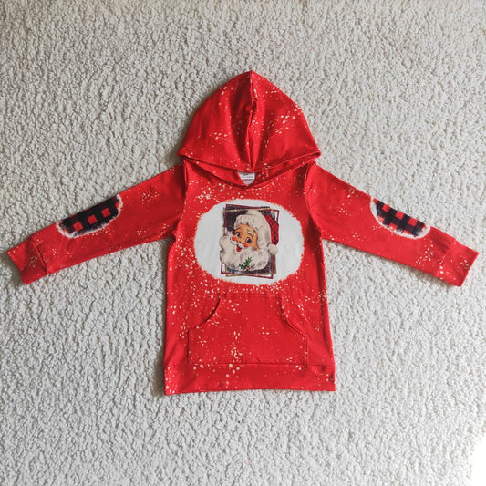 Promotion Baby Boy Red Long Sleeves Christmas Santa Hoodie Shirt Tops