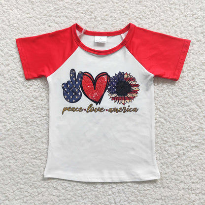 Baby Boy Girl Short Sleeves July 4th Sibling Shirt Tops RTS