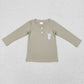 Baby Boy Long Sleeves Sibling Brother Embroidery Tractor Dog Duck Deer Shirt Tops