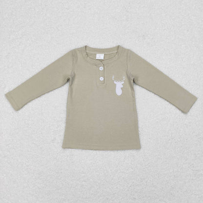 Sibling Baby Boy Long Sleeves Embroidery Tractor Dog Duck Deer Buttons Shirt Tops RTS