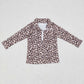 Sibling Kids Girls Leopard Flower Checked Zipper Pullovers Shirts Tops RTS