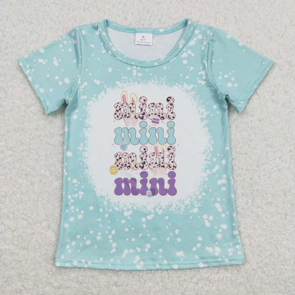 Baby Girl Adult Green Short Sleeves Easter Rabbits Mama Mini Sibling Shirt Tops